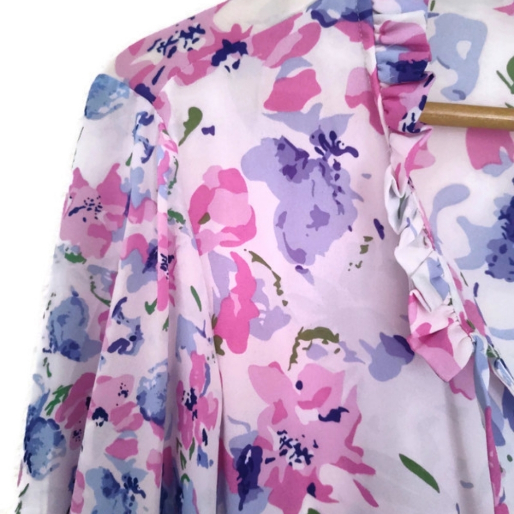 Floral Pink Blouse Romantic Feminine Garden Girl Cottage Core Size XL - Picture 7 of 9